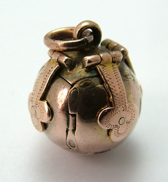 Antique Edwardian c1910 9ct Rose Gold & Silver Opening Masonic Ball Charm Antique Charm - Sandy's Vintage Charms