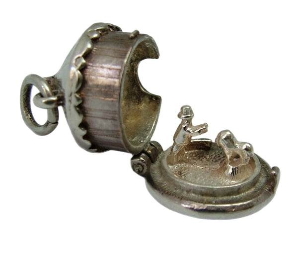 Vintage 1960's Silver Opening Circus Tent Big Top Charm Ringmaster & Lion Inside Silver Charm - Sandy's Vintage Charms