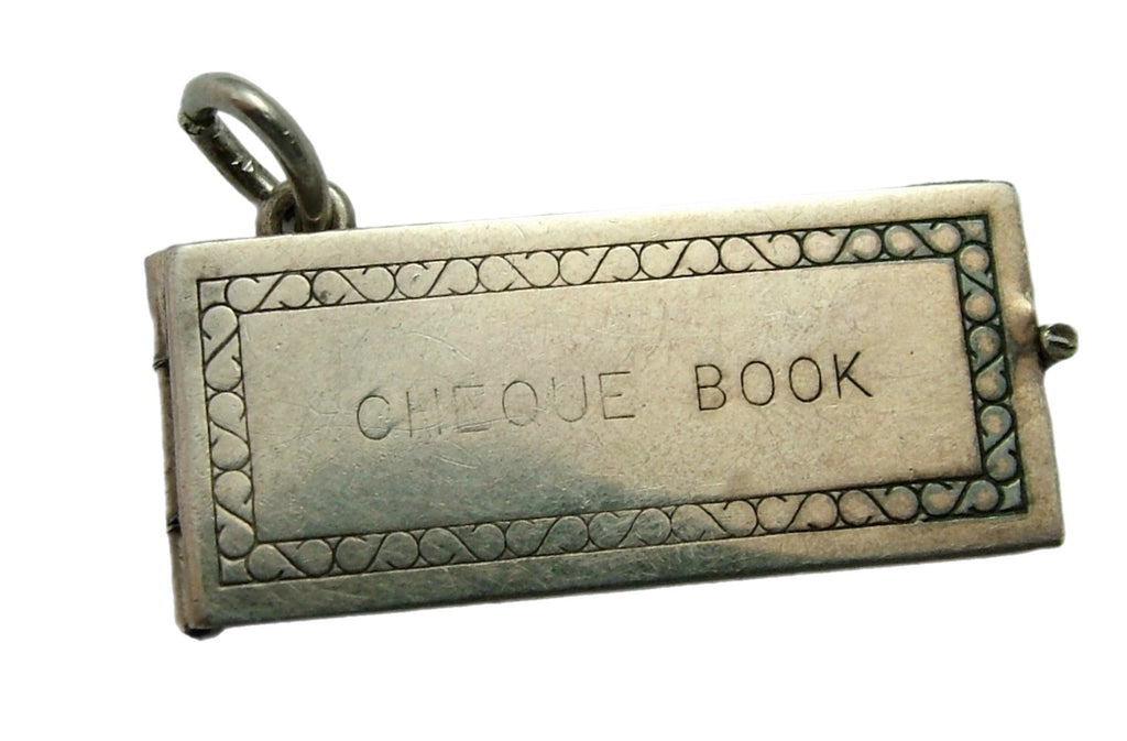 Vintage 1960's Silver Opening Cheque Book Charm Paper Cheques Inside