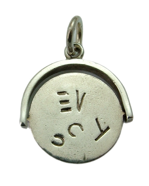 Vintage 1970's Silver “KISS ME” Spinner Charm Silver Charm - Sandy's Vintage Charms