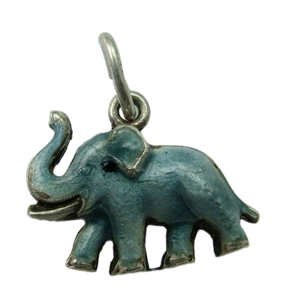 Small 1950's Silver & Blue Enamel Elephant Charm