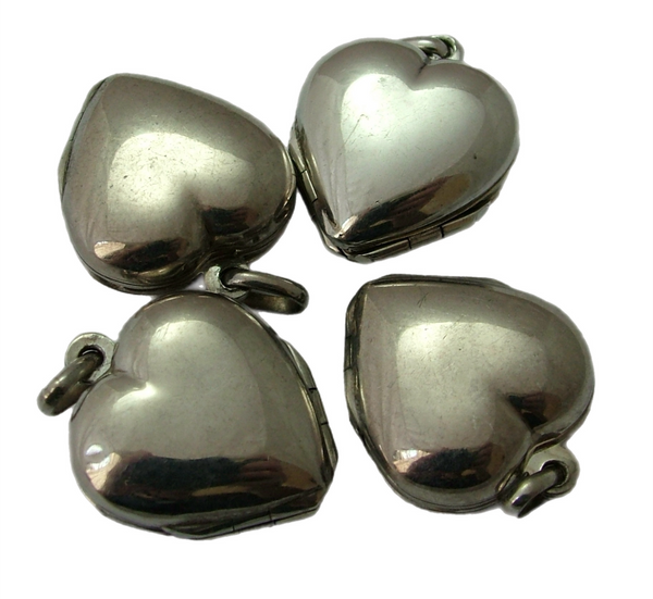 Vintage 1990's Silver Heart Locket Pendant Folds out to Clover Four Photos HM 1996 Silver Charm - Sandy's Vintage Charms