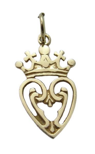 Vintage 1990's Solid 14ct 14k Gold Luckenbooth Heart Charm