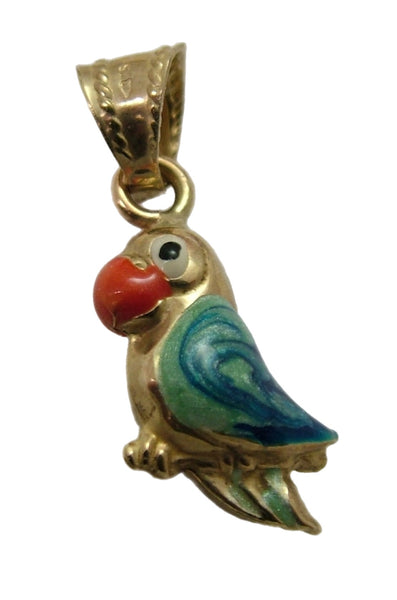 Vintage 1980's Italian 9ct Gold & Enamel Parrot Charm Gold Charm - Sandy's Vintage Charms