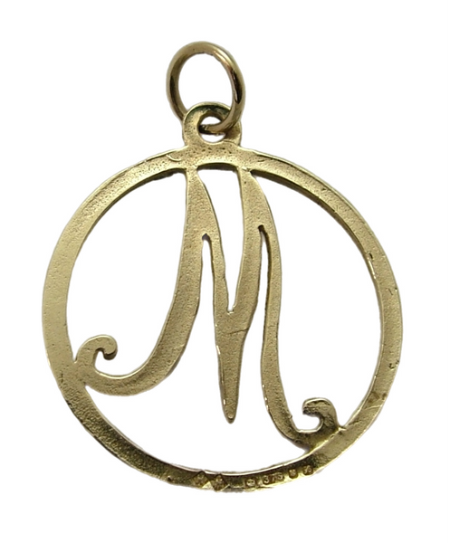 Vintage 1970’s Solid 9ct Gold Initial Letter "M" Charm HM 1975 Gold Charm - Sandy's Vintage Charms