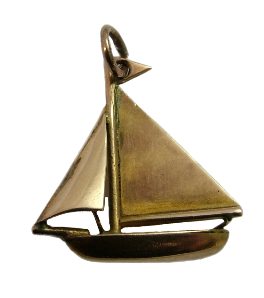Vintage 1930's Hollow 9ct Rose Gold Sailing Yacht Charm