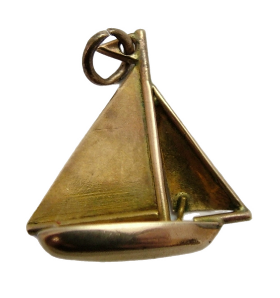 Vintage 1930's Hollow 9ct Rose Gold Sailing Yacht Charm