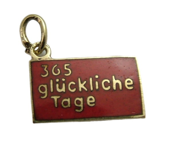Vintage 1950’s 14ct 14k Gold & Red Enamel “365 Happy Days” Letter Charm Gold Charm - Sandy's Vintage Charms