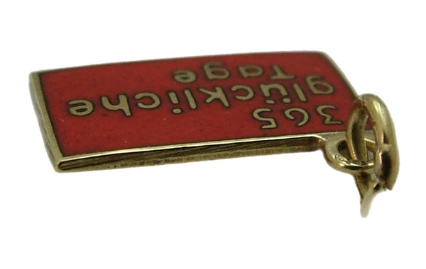 Vintage 1950’s 14ct 14k Gold & Red Enamel “365 Happy Days” Letter Charm Gold Charm - Sandy's Vintage Charms