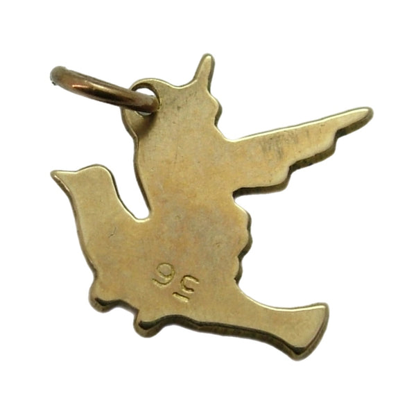 Small Antique Edwardian c1910 9ct Gold Flat Engraved Bird or Dove Charm Antique Charm - Sandy's Vintage Charms