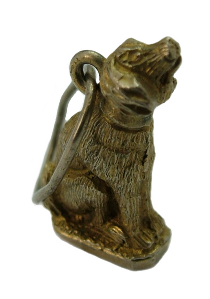 Antique Victorian Gilt Metal Dog Charm Antique Charm - Sandy's Vintage Charms
