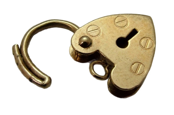 Small Vintage 1970's 9ct Yellow Gold Heart Shaped Padlock Bracelet Fastener or Charm HM 1970 Gold Charm - Sandy's Vintage Charms