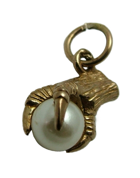 Small Vintage 1970's 9ct Gold & Faux Pearl Ball & Claw Charm Gold Charm - Sandy's Vintage Charms