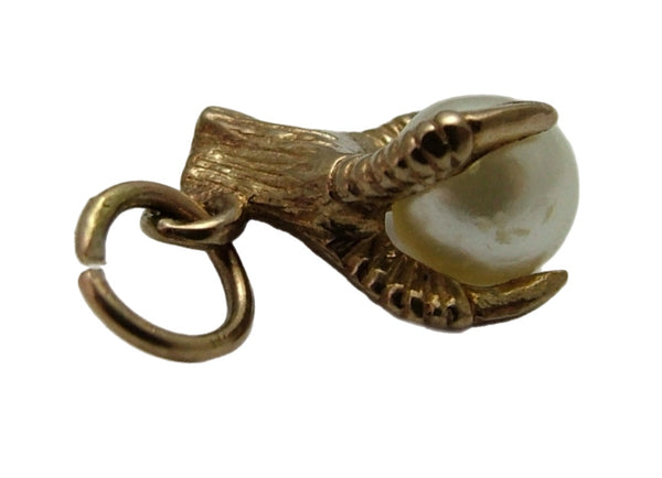 Small Vintage 1970's 9ct Gold & Faux Pearl Ball & Claw Charm Gold Charm - Sandy's Vintage Charms