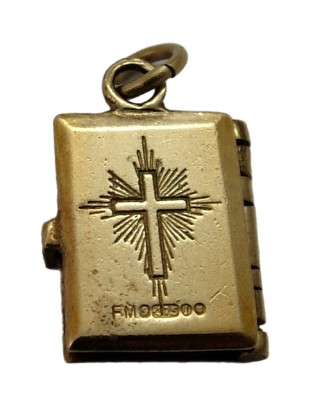 Vintage 1960's Opening 9ct Gold Bible Charm Gold Pages Inside HM 1964 Gold Charm - Sandy's Vintage Charms