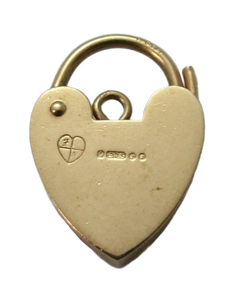 Vintage 1970's 9ct Yellow Gold Heart Shaped Padlock Bracelet Fastener or Charm HM 1972 Gold Charm - Sandy's Vintage Charms