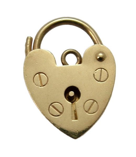 Vintage 1970's 9ct Yellow Gold Heart Shaped Padlock Bracelet Fastener or Charm HM 1972 Gold Charm - Sandy's Vintage Charms