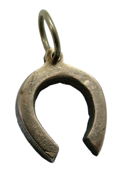 Antique Victorian c1900 Gilt Metal & Turquoise Horseshoe Charm Antique Charm - Sandy's Vintage Charms