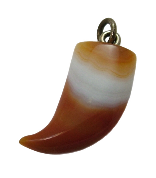 Vintage 1930's Metal & Agate Tusk or Claw Charm 1920s-1950s Charm - Sandy's Vintage Charms