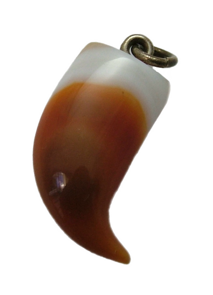 Vintage 1930's Metal & Agate Tusk or Claw Charm 1920s-1950s Charm - Sandy's Vintage Charms
