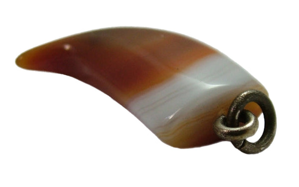 Vintage 1930's Metal & Agate Tusk or Claw Charm 1920s-1950s Charm - Sandy's Vintage Charms