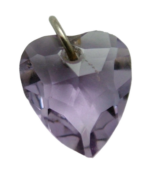 Antique Edwardian Carved Faceted Amethyst & Metal Heart Charm Antique Charm - Sandy's Vintage Charms