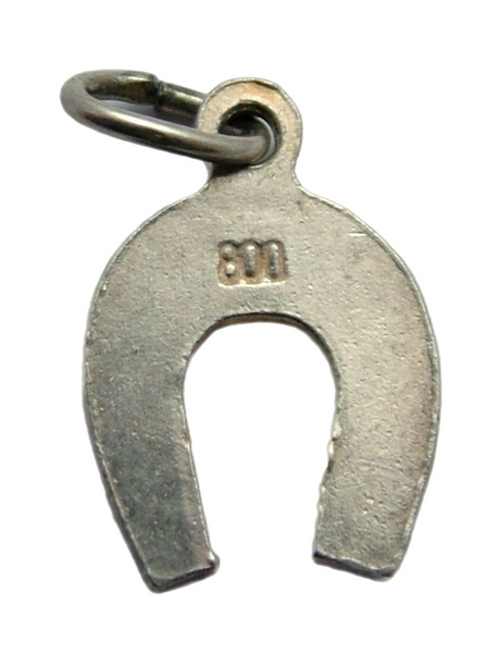 Small Vintage 1950's Silver & Green Enamel Lucky Horseshoe Charm Enamel Charm - Sandy's Vintage Charms