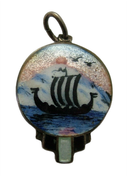 Vintage 1940's/50’s Norwegian Silver Gilt & Enamel Viking Ship Charm by Andresen Scheinpflug Enamel Charm - Sandy's Vintage Charms