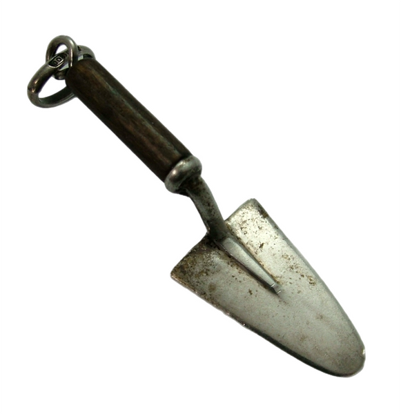 Large Vintage Italian 1980's Silver & Wooden Trowel Charm Silver Charm - Sandy's Vintage Charms