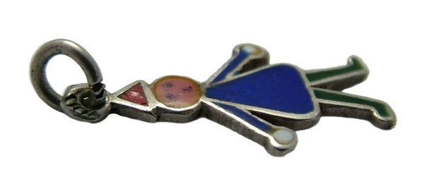 Small Vintage 1950's Silver & Enamel Figure Charm Enamel Charm - Sandy's Vintage Charms