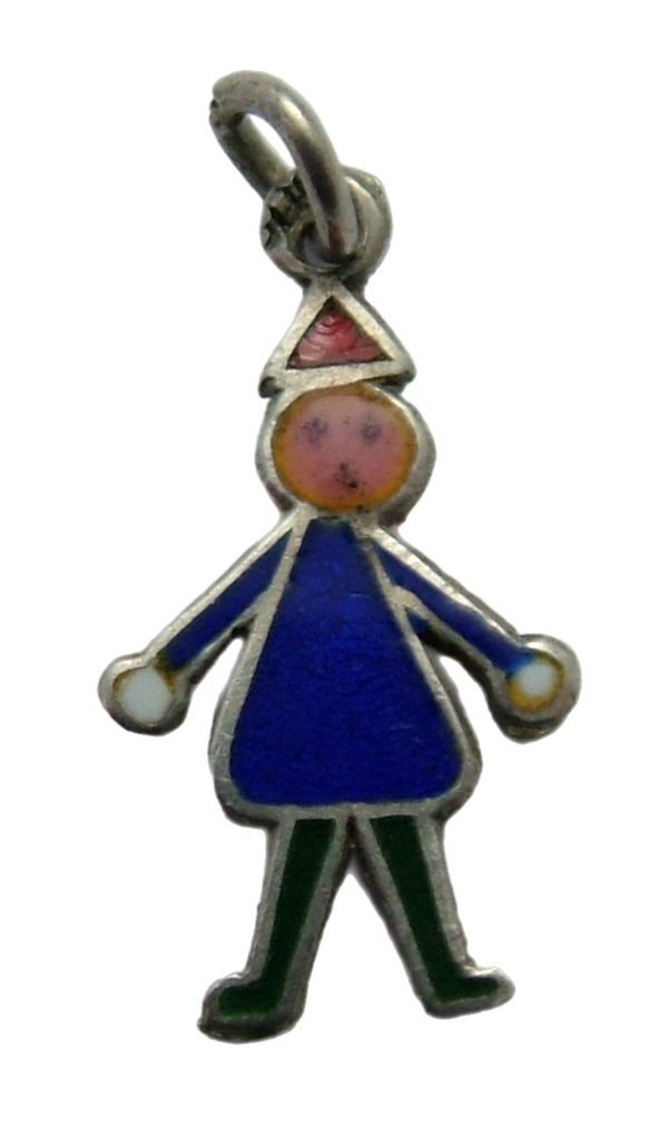 Small Vintage 1950's Silver & Enamel Figure Charm Enamel Charm - Sandy's Vintage Charms
