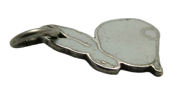 Small Vintage 1950's Silver & White Enamel Bunny Rabbit Charm Enamel Charm - Sandy's Vintage Charms