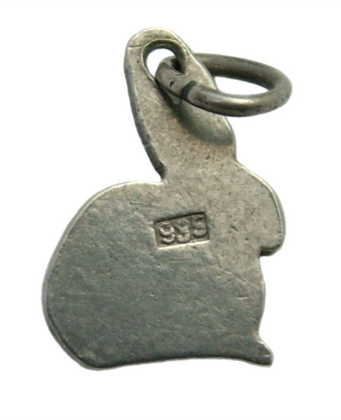 Small Vintage 1950's Silver & White Enamel Bunny Rabbit Charm Enamel Charm - Sandy's Vintage Charms