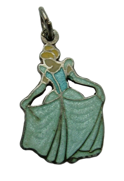 Vintage 1950's Silver & Enamel Cinderella Charm Enamel Charm - Sandy's Vintage Charms