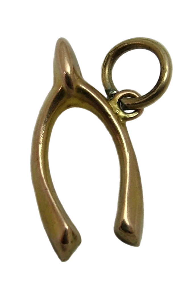 Small Antique Edwardian c1910 Hollow 9ct Rose Gold Wishbone Charm Antique Charm - Sandy's Vintage Charms