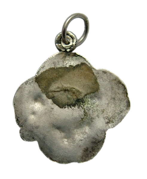 Antique Art Nouveau c1895 Hollow Silver Lady & Four Leaf Clover Charm Antique Charm - Sandy's Vintage Charms