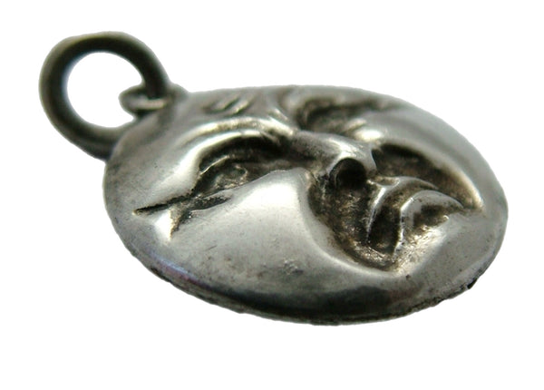 Antique Edwardian c1905 Hollow Silver Double Sided Happy & Sad Moon Face Charm Antique Charm - Sandy's Vintage Charms