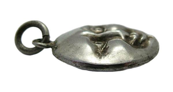Antique Edwardian c1905 Hollow Silver Double Sided Happy & Sad Moon Face Charm Antique Charm - Sandy's Vintage Charms