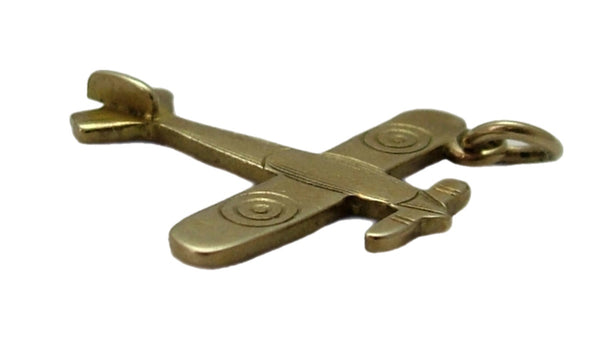 Antique WW1 c1917 Solid Flat 9ct Gold RAF Biplane Charm Gold Charm - Sandy's Vintage Charms