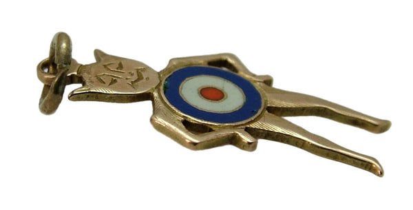 Antique WW1 c1917 Solid Flat 9ct Rose Gold & Enamel Imp Charm RAF Target Gold Charm - Sandy's Vintage Charms