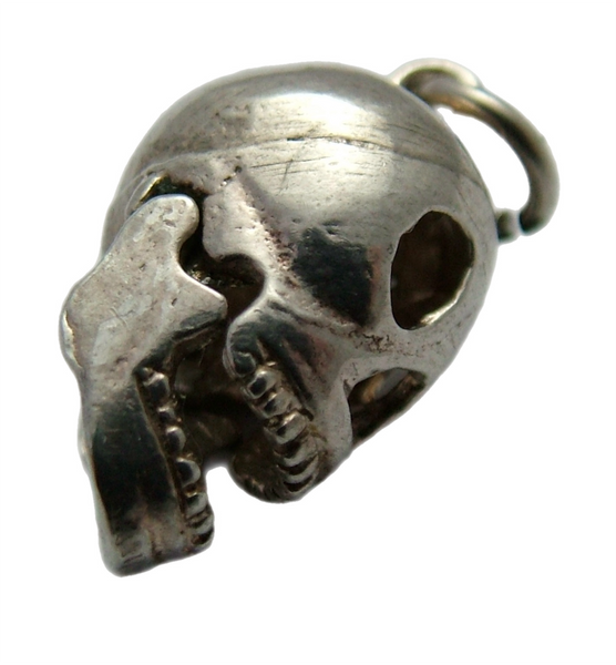 Vintage 1970's Silver Skull Charm with Opening Jaw by CHIM Silver Charm - Sandy's Vintage Charms