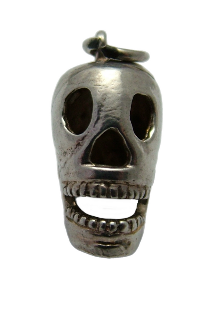 Vintage 1970's Silver Skull Charm with Opening Jaw by CHIM Silver Charm - Sandy's Vintage Charms