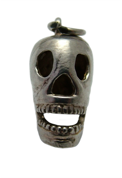 Vintage 1970's Silver Skull Charm with Opening Jaw by CHIM Silver Charm - Sandy's Vintage Charms