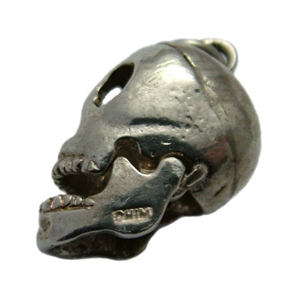 Vintage 1970's Silver Skull Charm with Opening Jaw by CHIM Silver Charm - Sandy's Vintage Charms
