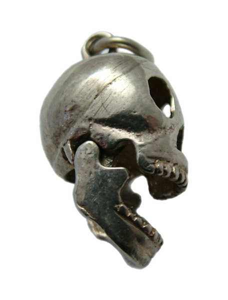 Vintage 1970's Silver Skull Charm with Opening Jaw by CHIM Silver Charm - Sandy's Vintage Charms