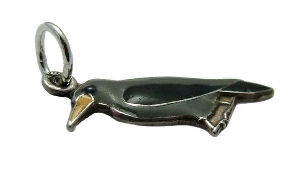 Vintage 1950's Silver & Enamel Crow Rook Raven Charm