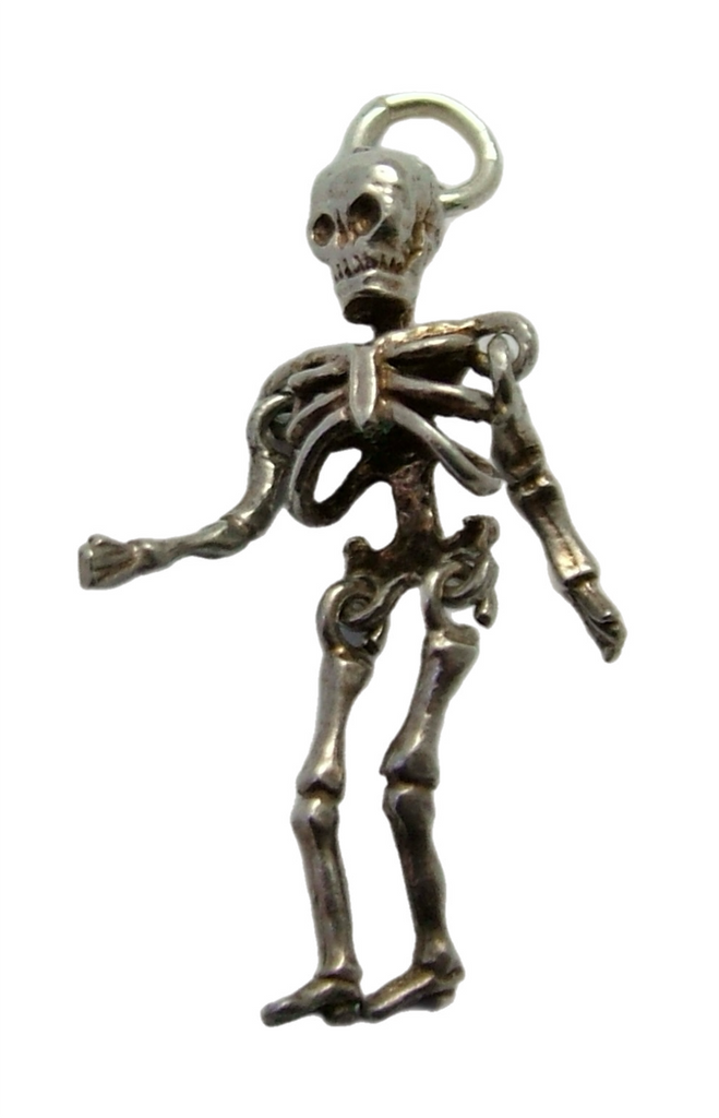 Vintage 1970's Silver Fully Articulated Skeleton Charm
