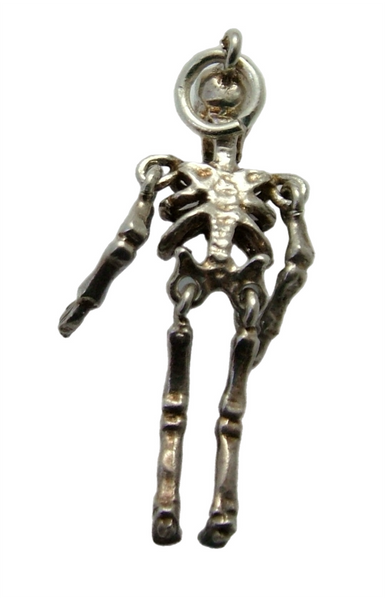 Vintage 1970's Silver Fully Articulated Skeleton Charm