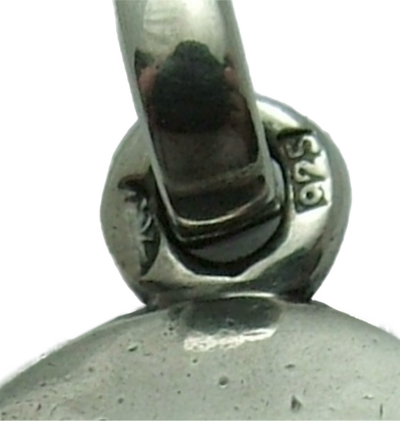 Modern Secondhand Solid Silver Moon Face Pendant with Diamond Eyes