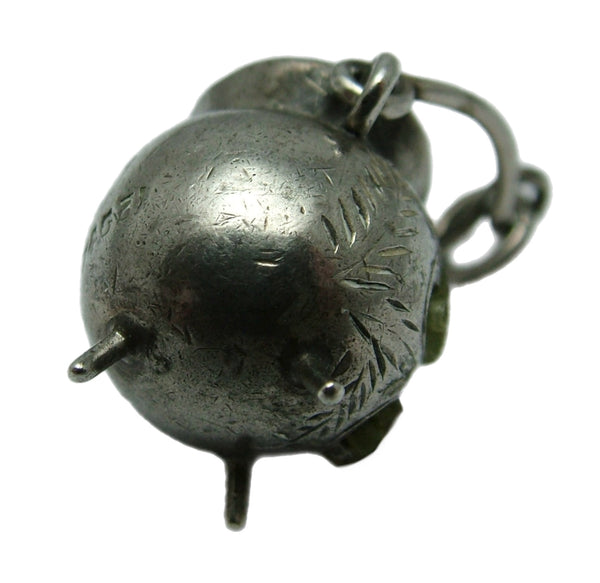 Antique Edwardian Silver Cauldron Charm with Connemara Marble Shamrock HM 1903 Antique Charm - Sandy's Vintage Charms